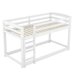 Lit superpose 90x200 cm blanc pour enfants et adolescents avec structure en pin massif facile a assembler><noscript><img data-lazyloaded=