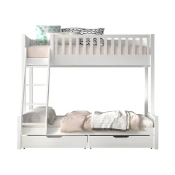 Lit superpose 90-140x200 sommiers et tiroirs inclus Vipack Scott Blanc>Petits-Meubles Online