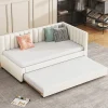 Redom Lit tapissé 90 par 200 cm canapé-lit extensible lit multifonction avec sommier lits invités tissu velours beige* Sommier