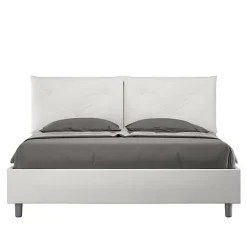 Ityhome Lit tapissé en simili cuir blanc Appia sans sommier 160x190* Lit Coffre