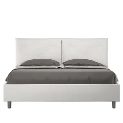 Ityhome Lit tapissé en simili cuir blanc Appia sans sommier 160x190* Lit Coffre