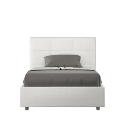 Ityhome Lit tapissé en simili cuir blanc sans sommier Mika 140x210* Lit Coffre