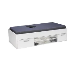 Weber Industries Lit TESS 90x200 + chevet + étagère + rangement / Blanc* Lit Simple