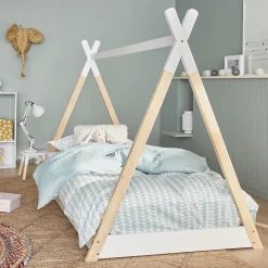Lit Tipi. pin naturel blanc - sommier à lattes inclus. 90x190cm - Tobias>Sweeek Sale