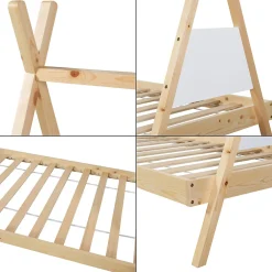 Lit tipi pour enfant Siikajoki bois de pin 90 x 200 cm naturel blanc en.casa><noscript><img width=