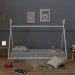 Lit tipi pour enfant 190x90cm blanc VALENTIN -><noscript><img width=