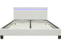 Habitat Et Jardin Lit tissu bouclette avec LED "Maria" 160 x 200 cm Crème* Lit Coffre