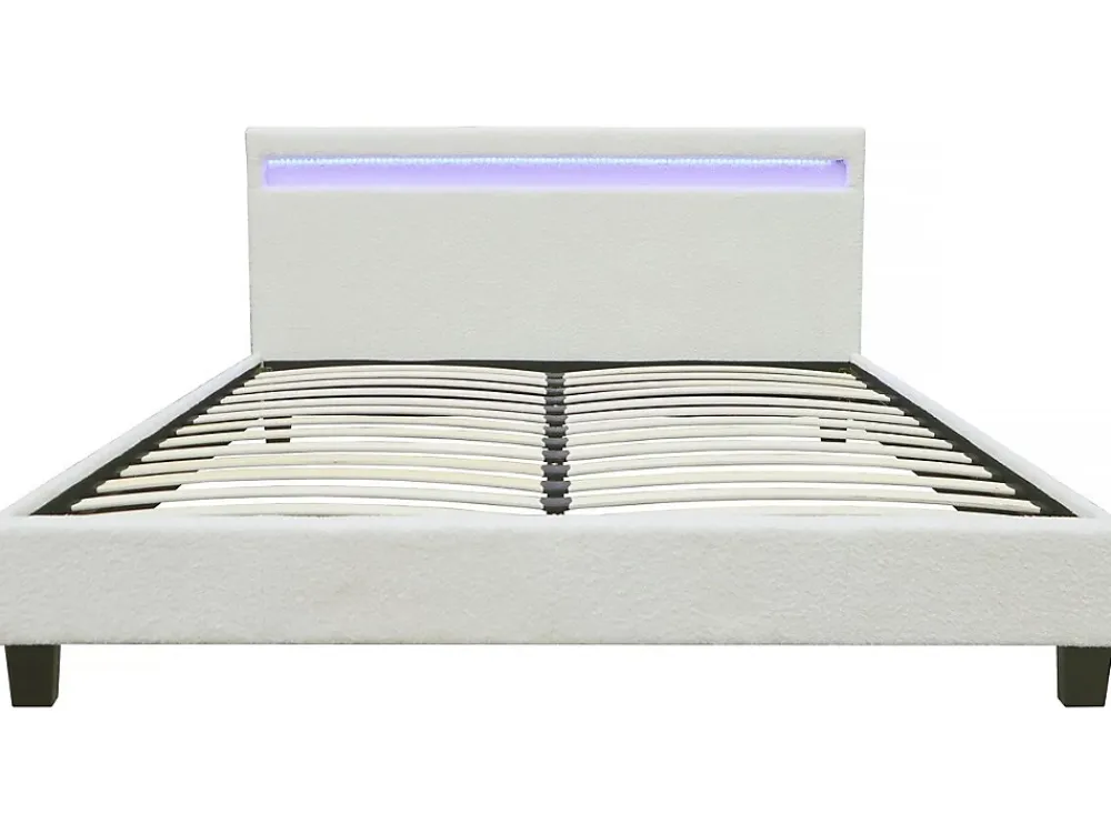 Habitat Et Jardin Lit tissu bouclette avec LED "Maria" 160 x 200 cm Crème* Lit Coffre