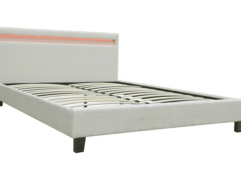 Habitat Et Jardin Lit tissu bouclette avec LED "Maria" 160 x 200 cm Crème* Lit Coffre
