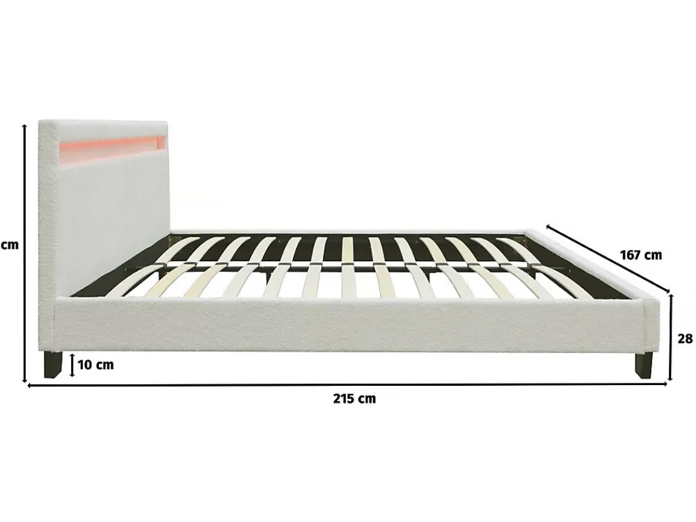 Habitat Et Jardin Lit tissu bouclette avec LED "Maria" 160 x 200 cm Crème* Lit Coffre