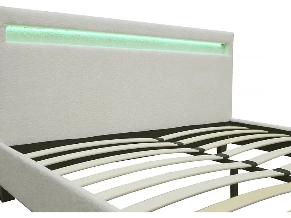 Habitat Et Jardin Lit tissu bouclette avec LED "Maria" 160 x 200 cm Crème* Lit Coffre
