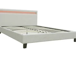 Habitat Et Jardin Lit tissu bouclette avec LED "Maria" 140x190cm Crème* Lit Coffre