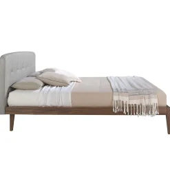 Lit tufté en tissu gris moderne pour chambre à coucher élégante><noscript><img width=