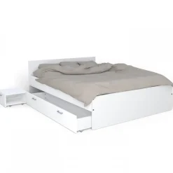 Lit TWIST 160x200 + 1 chevet + 1 tiroir / Blanc><noscript><img width=