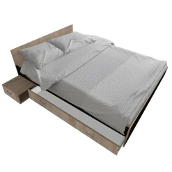 Lit TWIST 140x190+ 1 chevet + 1 tiroir / Décor Noir et chêne blanchi><noscript><img width=