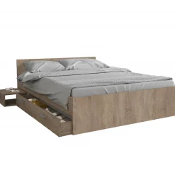 Weber Industries Lit TWIST 140x190+ 1 chevet + 1 tiroir / Décor Chêne Blanchi* Lit Avec Rangement