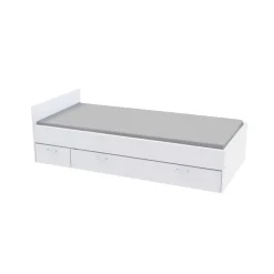 Weber Industries Lit TWIST 90x190 + chevet + tiroir / Blanc* Lit Simple