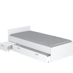 Weber Industries Lit TWIST 90x190 + chevet + tiroir / Blanc* Lit Simple