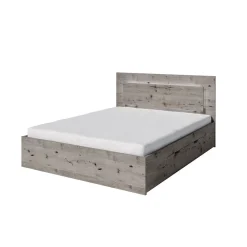 Lit VELTIS 160x200 cm avec tete de lit LED Coloris chene Wellington Sommier et matelas non inclus><noscript><img width=