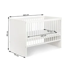 Monmobilierdesign Lit évolutif Bébé Convertible En Lit Enfant Blanc 140x70* Lit Coffre