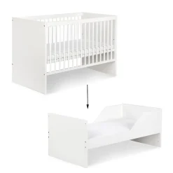 Monmobilierdesign Lit évolutif Bébé Convertible En Lit Enfant Blanc 140x70* Lit Coffre