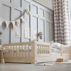 Petits-Meubles Lit 90x190 barrières et sommier inclus pieds 1 cm Adèle Bois*Enfant Lit Enfant