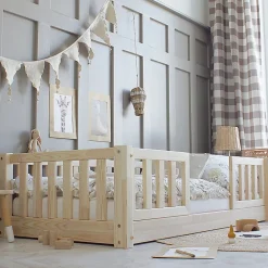 Petits-Meubles Lit 90x190 barrières et sommier inclus pieds 1 cm Agnès Bois*Enfant Lit Enfant