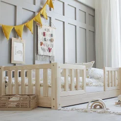 Petits-Meubles Lit 70x140 barrières et sommier inclus pieds 1 cm Agnès Bois*Enfant Lit Enfant