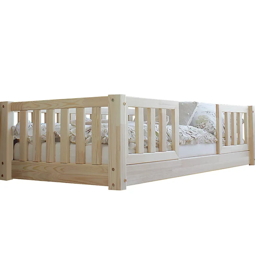 Petits-Meubles Lit 70x140 barrières et sommier inclus pieds 1 cm Agnès Bois*Enfant Lit Enfant