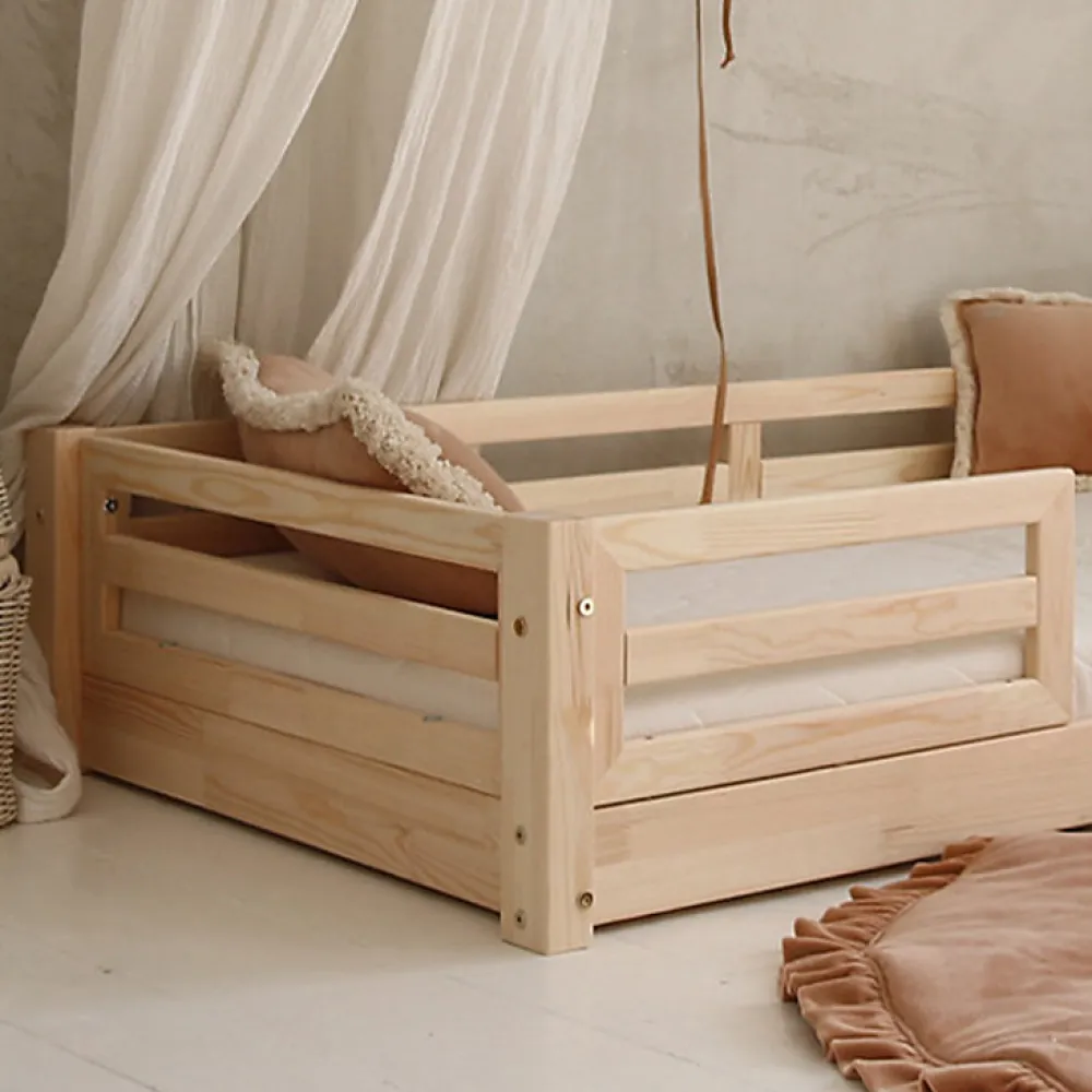 Lit 90x190 barrières et sommier inclus pieds 1 cm Mylena Bois>Petits-Meubles Best