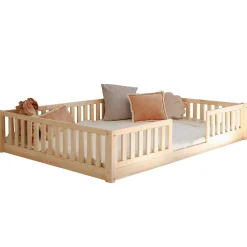 Lit 140x190 barrières et sommier inclus pieds 1 cm Agnès Bois>Petits-Meubles Sale