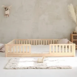Lit 140x190 barrières et sommier inclus pieds 1 cm Agnès Bois><noscript><img width=
