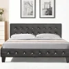 Lit 140x200 cm - avec sommier - tete de lit capitonnee noir - pieds 10 cm - 13 lattes - confort optimal - design moderne>King Of Dreams