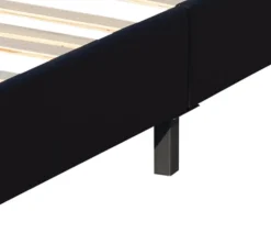 Lit 140x200 cm - avec sommier - tete de lit capitonnee noir - pieds 10 cm - 13 lattes - confort optimal - design moderne><noscript><img width=