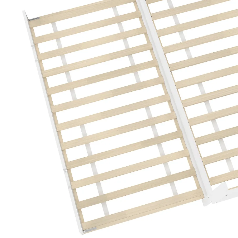 Lit 140x200 cm avec bureau intégré et lit gigogne, structure pin blanc et 3 étagères fonctionnelles>Redom Outlet