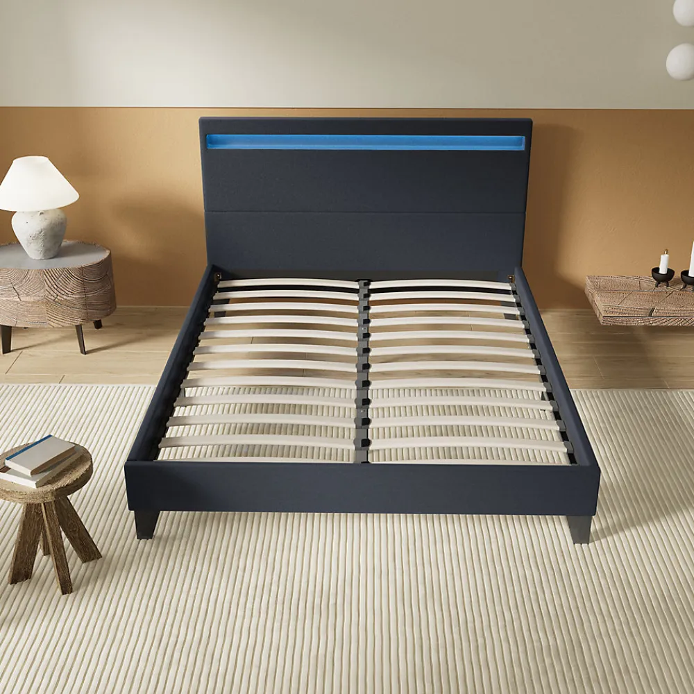 Lit 120x190 cm avec Éclairage LED Simili Noir>November Discount