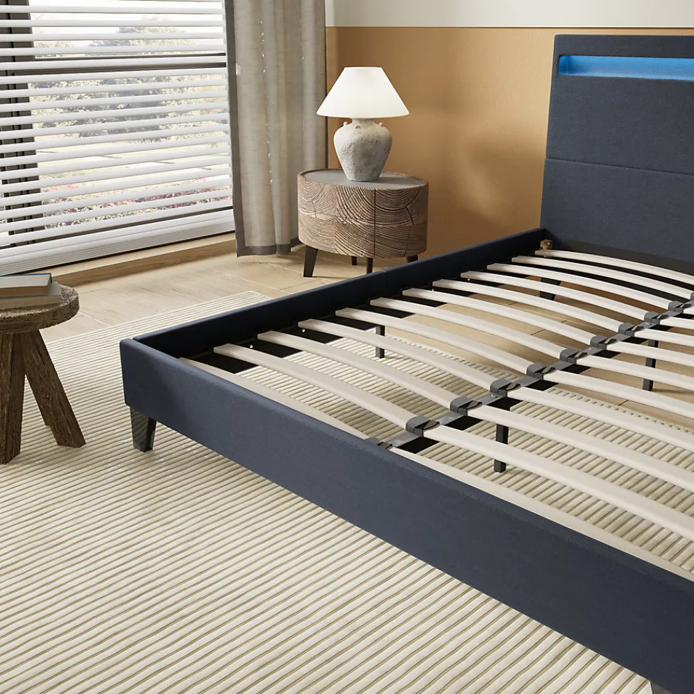 Lit 120x190 cm avec Éclairage LED Simili Noir>November Discount