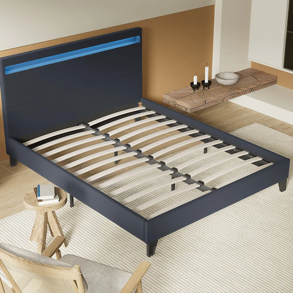 Lit 120x190 cm avec Éclairage LED Simili Noir>November Discount