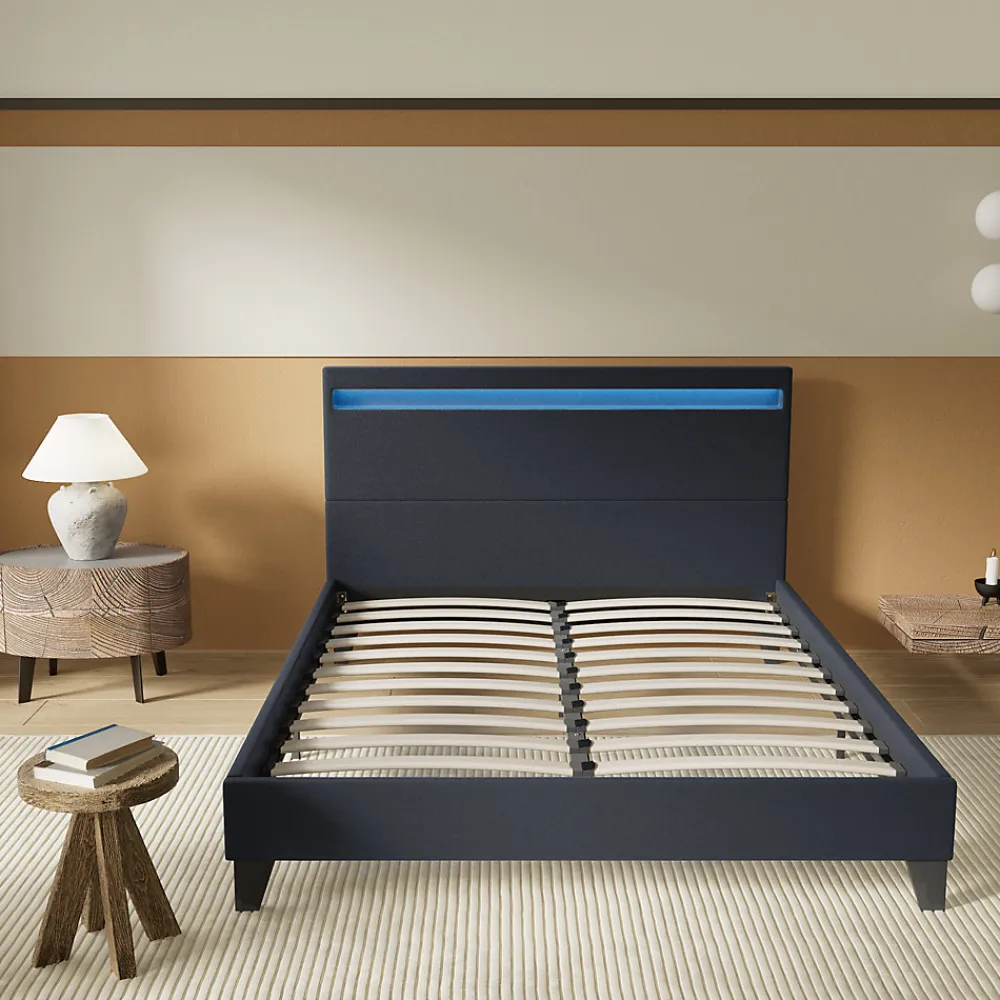 Lit 160x200 cm avec Éclairage LED Simili Noir>November Best