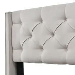 Redom Lit 160x200 cm avec coffre de rangement et tête rembourrée en coton gris clair, cadre bois massif* Lit Avec Rangement