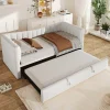 Lit 90x200 cm avec lit gigogne réglable, revêtement velours blanc, style minimaliste et structure MDF>Redom Discount