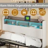 Fortuna lai Lit 160x200 cm, avec quatre tiroirs, éclairage LED réglable, 2 USB et 1 fonction de charge tpcy-c, flanelle, Gris* Lit Coffre