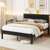 Lit 140x200 cm avec rangement et tête de lit en MDF, cadre métal noir, design moderne et intemporel>Redom Best