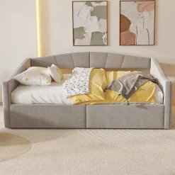 Redom Lit 140x200 cm avec rangement hydraulique et revêtement velours gris clair, convertible, design contemporain* Lit Avec Rangement