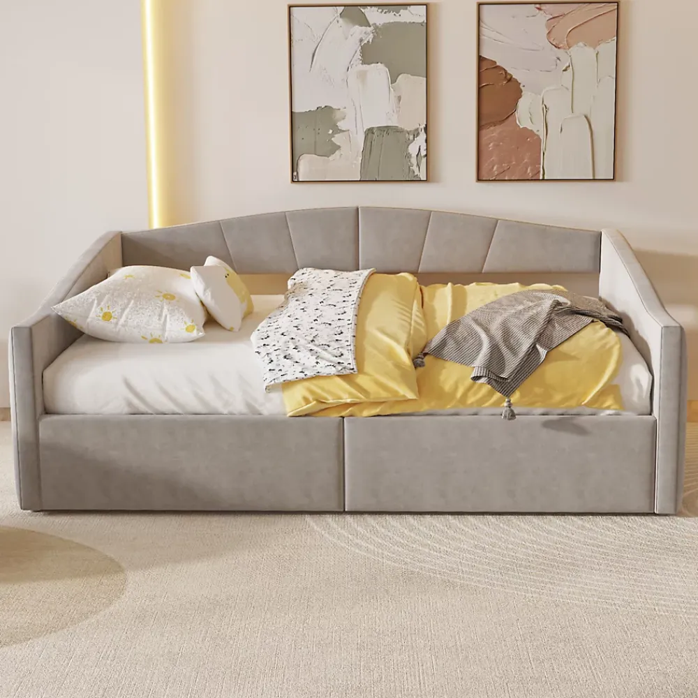 Redom Lit 140x200 cm avec rangement hydraulique et revêtement velours gris clair, convertible, design contemporain* Lit Avec Rangement