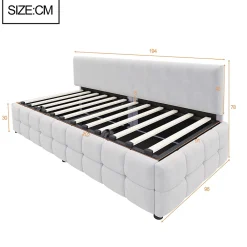 Redom Lit 90x200 cm avec rangement hydraulique, tapissé velours gris clair, sans accoudoirs, design moderne* Lit Avec Rangement