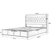 Redom Lit 140x190 cm avec rangement (sommier inclus) et tête de lit rembourrée en lin gris minimaliste européen* Lit Avec Rangement