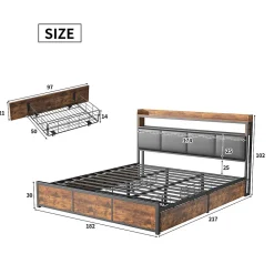 Lit 180x200 cm avec sommier à lattes, LED, 4 tiroirs, Adolescents, sans matelas><noscript><img width=