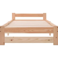 ProximaX Lit 90x200 cm avec sommier à lattes, Lit solide et naturel en bois massif, confortable et durable, couleur bois naturel* Lit Simple