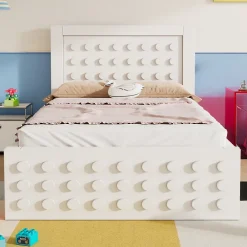 Redom Lit 90x190 cm avec tiroir et grand espace sous-lit 26 cm, design créatif en bois blanc, idéal enfant* Ensemble Sommier Et Matelas